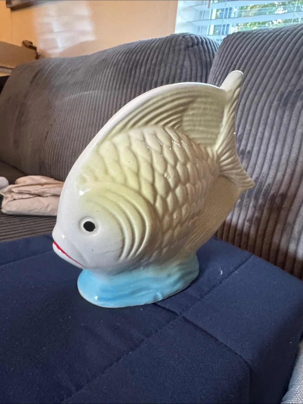 Handcrafted Collectibles fish figurine made in Brazil calming colors.